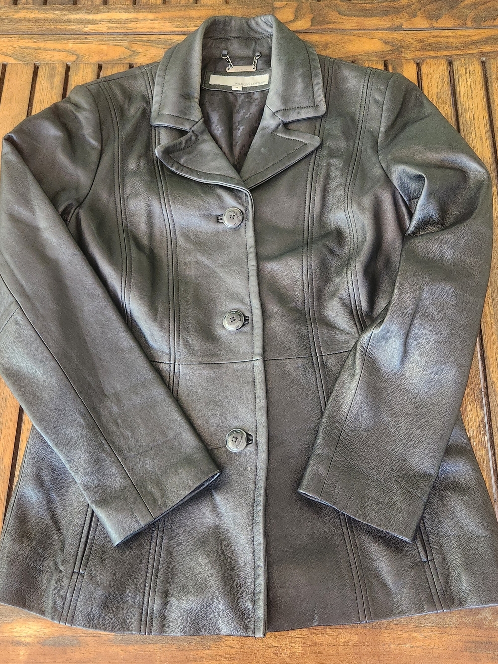 Vintage Wilsons Leather Women's Black Leather Coat Blazer Jacket Size Medium 90s